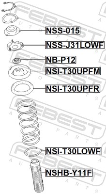 FEBEST Fjederbensstøtteleje NSS-J31LOWF foraksel for NISSAN