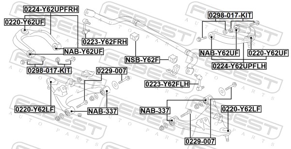 FEBEST Bærearm, hjulophæng 0224-Y62UPFLH venstre foraksel for NISSAN