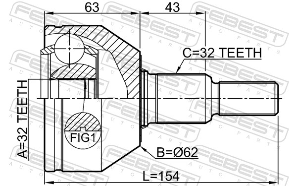 FEBEST Ledsæt, drivaksel 2010wlf foraksel for CHRYSLER ALFAROME/FIAT/LANCI