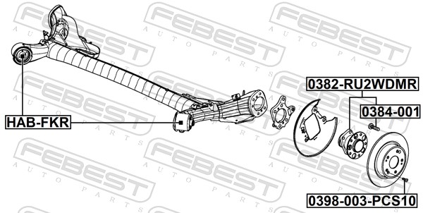 FEBEST Hjulnav 0382-RU2WDMR bagaksel for HONDA