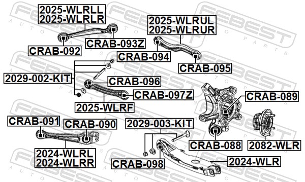 FEBEST Ophæng, bærearm CRAB-089 Bagaksel nede for CHRYSLER ALFAROME/FIAT/LANCI