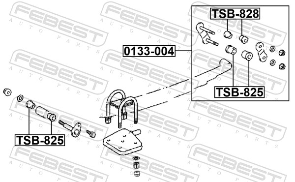 FEBEST Lejebøsning, bladfjeder TSB-828 for TOYOTA