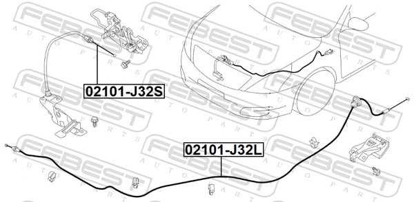 FEBEST Motorhjelmskabel 02101-J32L for NISSAN