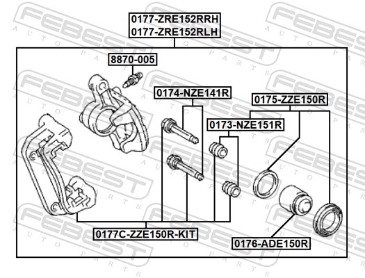 FEBEST Bremsekaliper 0177-ZRE152RLH Bagaksel venstre for TOYOTA