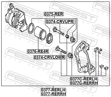 FEBEST Bremsekaliper 0377-RERRH Bagaksel højre for HONDA