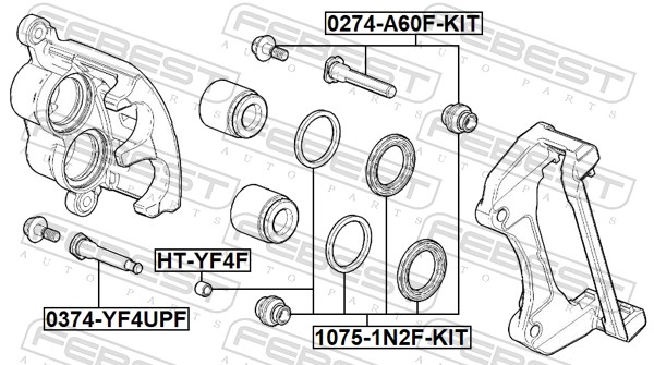 FEBEST Rep.sæt, bremsekaliper 1075-1N2F-KIT foraksel for GENERAL MOTORS