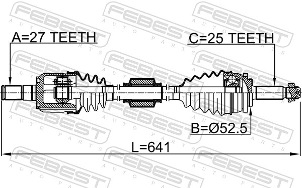 FEBEST Drivaksel 1214-H5ATLH venstre foraksel for HYUNDAI