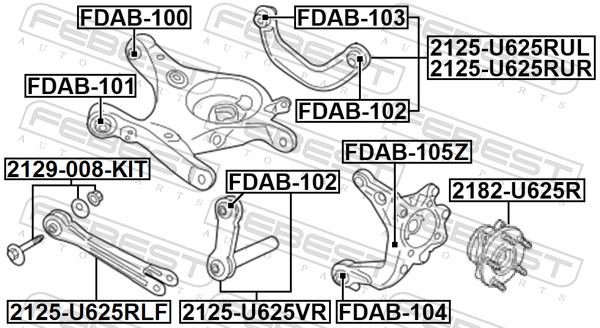 FEBEST Ophæng, bærearm FDAB-103 på indersiden for FORD