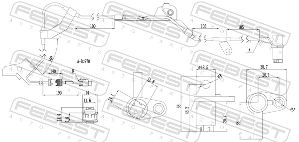FEBEST ABS Sensor 01606-018 højre foraksel for TOYOTA