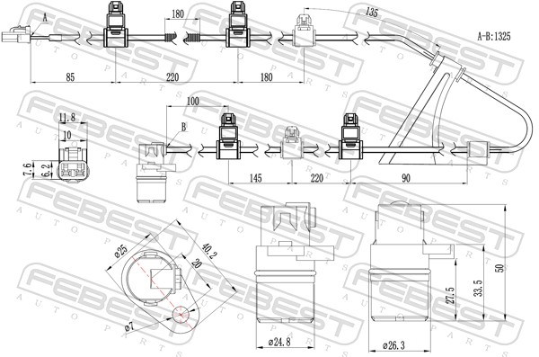 FEBEST ABS Sensor 01606-021 Bagaksel venstre for TOYOTA
