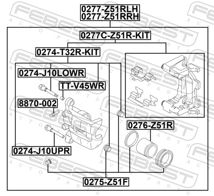 FEBEST Bremsekaliper 0277-Z51RRH Bagaksel højre for MITSUBISHI NISSAN