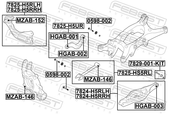 FEBEST Styrtkorrektionsskruesæt 7829-001-KIT for HONGQI