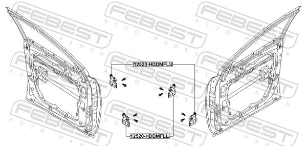 FEBEST Dørhængsel 12520-HDDMFLL nede for HYUNDAI