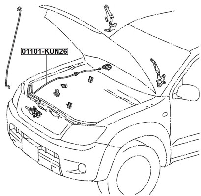 FEBEST Motorhjelmskabel 01101-KUN26 for TOYOTA