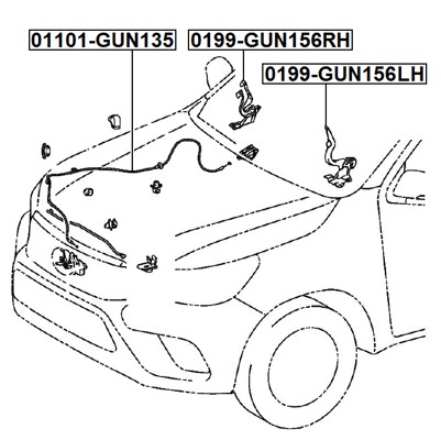 FEBEST Motorhjelmskabel 01101-GUN135 for TOYOTA