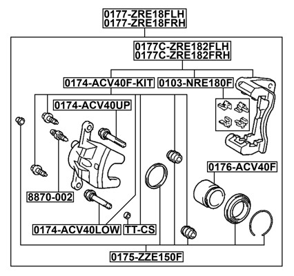 FEBEST Bremsekaliper 0177-ZRE18FRH højre foraksel for GENERAL MOTORS TOYOTA