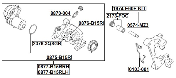 FEBEST Bremsekaliper 0877-B15RRH Bagaksel højre for SUBARU