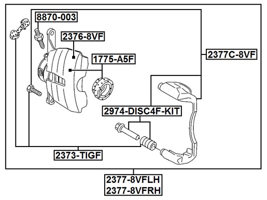 FEBEST Stempel, bremsekaliper 2376-8VF for CITROËN/PEUGEOT GENERAL MOTORS ALFAROME/FIAT/LANCI MERCEDES-BENZ VAG OPEL SUZUKI HYUNDAI