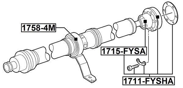FEBEST Ophængning, drivaksel 1758-4M for PORSCHE VAG