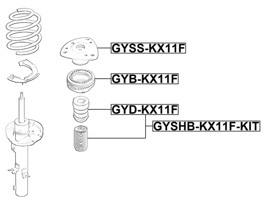 FEBEST Fjederbensstøtteleje GYSS-KX11F foraksel for GEELY