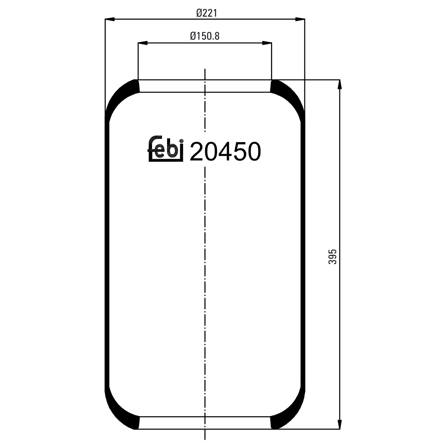 FEBI BILSTEIN 20450 foraksel 150mm for MERCEDES-BENZ
