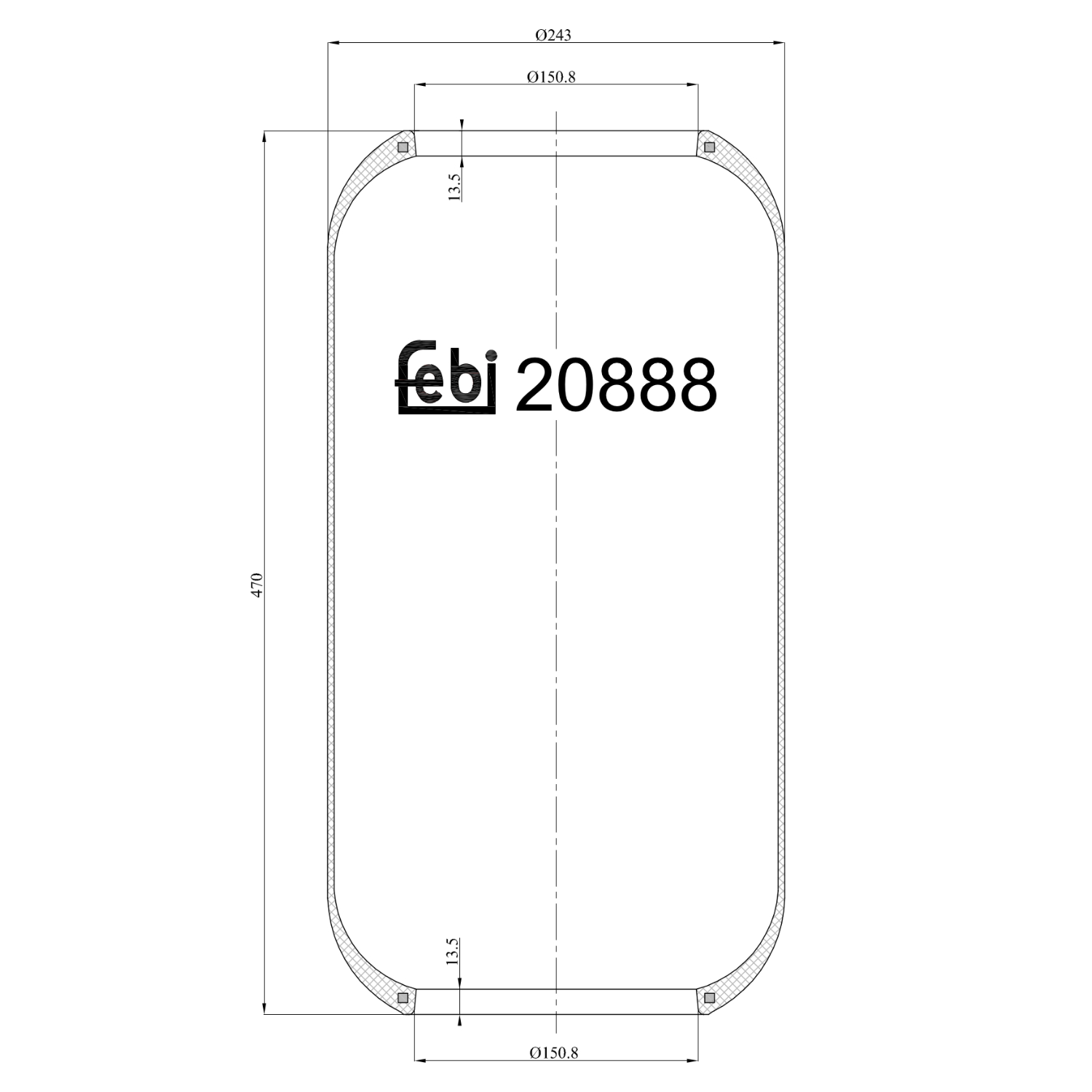 FEBI BILSTEIN 20888 højre foraksel 130mm for MAN