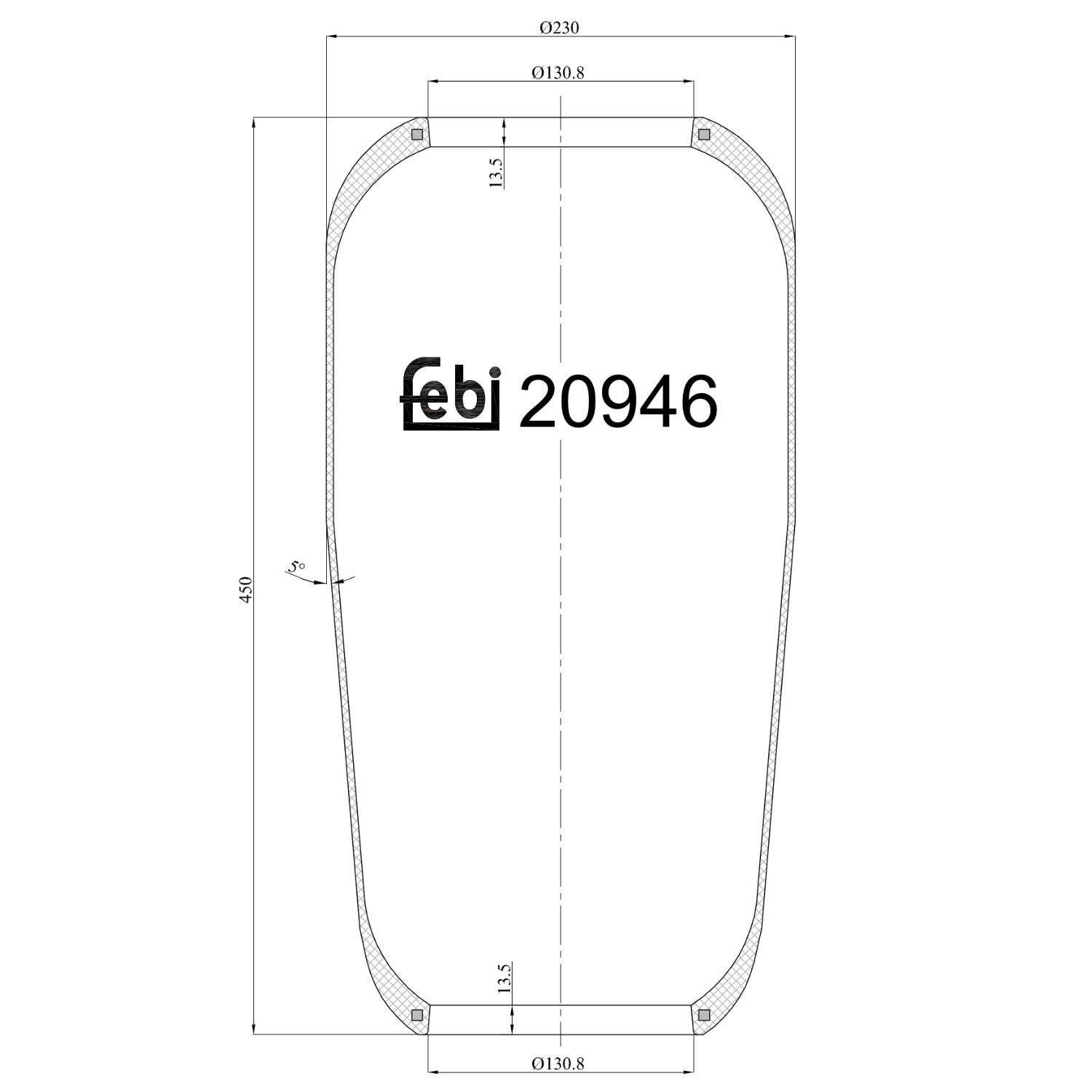 FEBI BILSTEIN 20946 højre foraksel 197mm for MERCEDES-BENZ