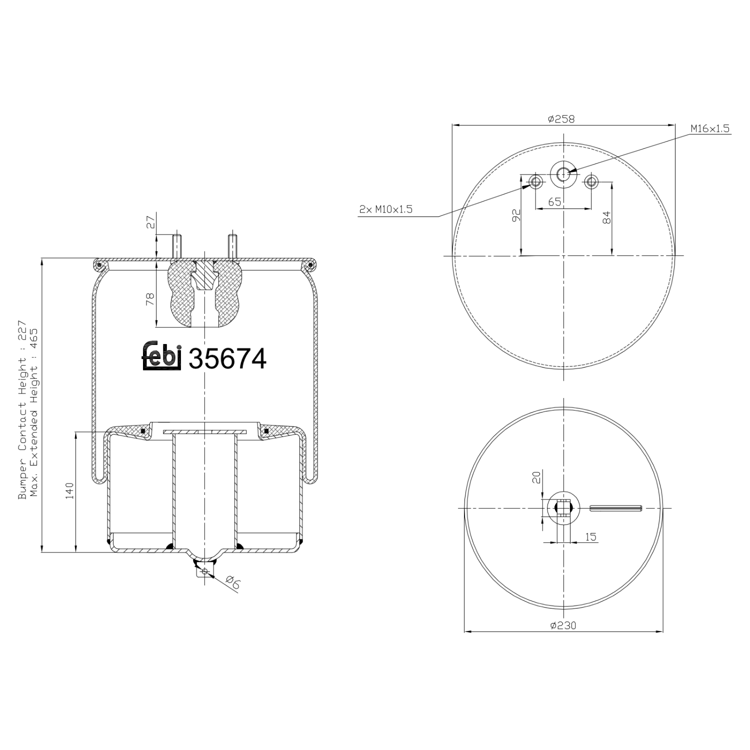 FEBI BILSTEIN 35674 højre foraksel 235mm for VOLVO