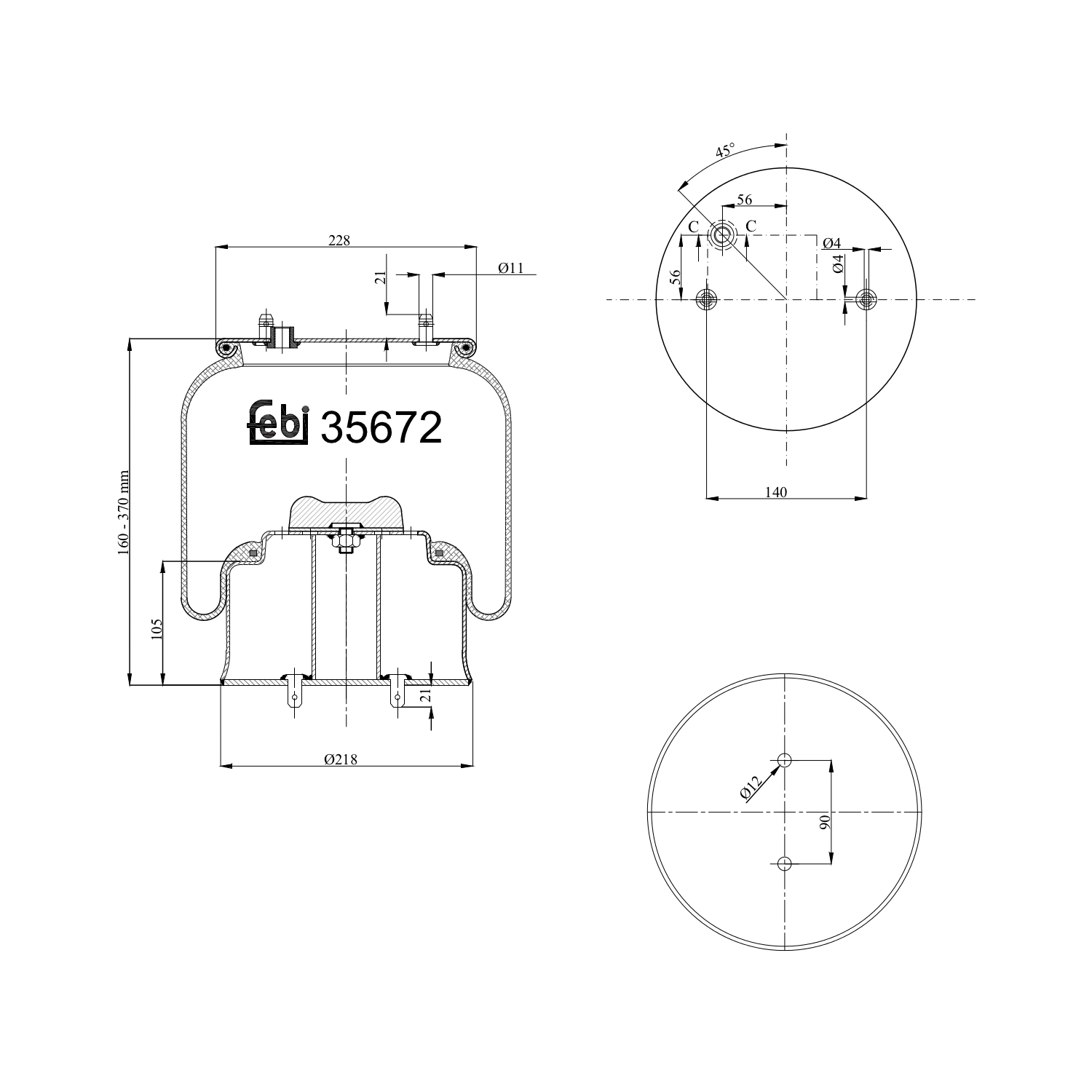 FEBI BILSTEIN 35672 højre foraksel 218mm