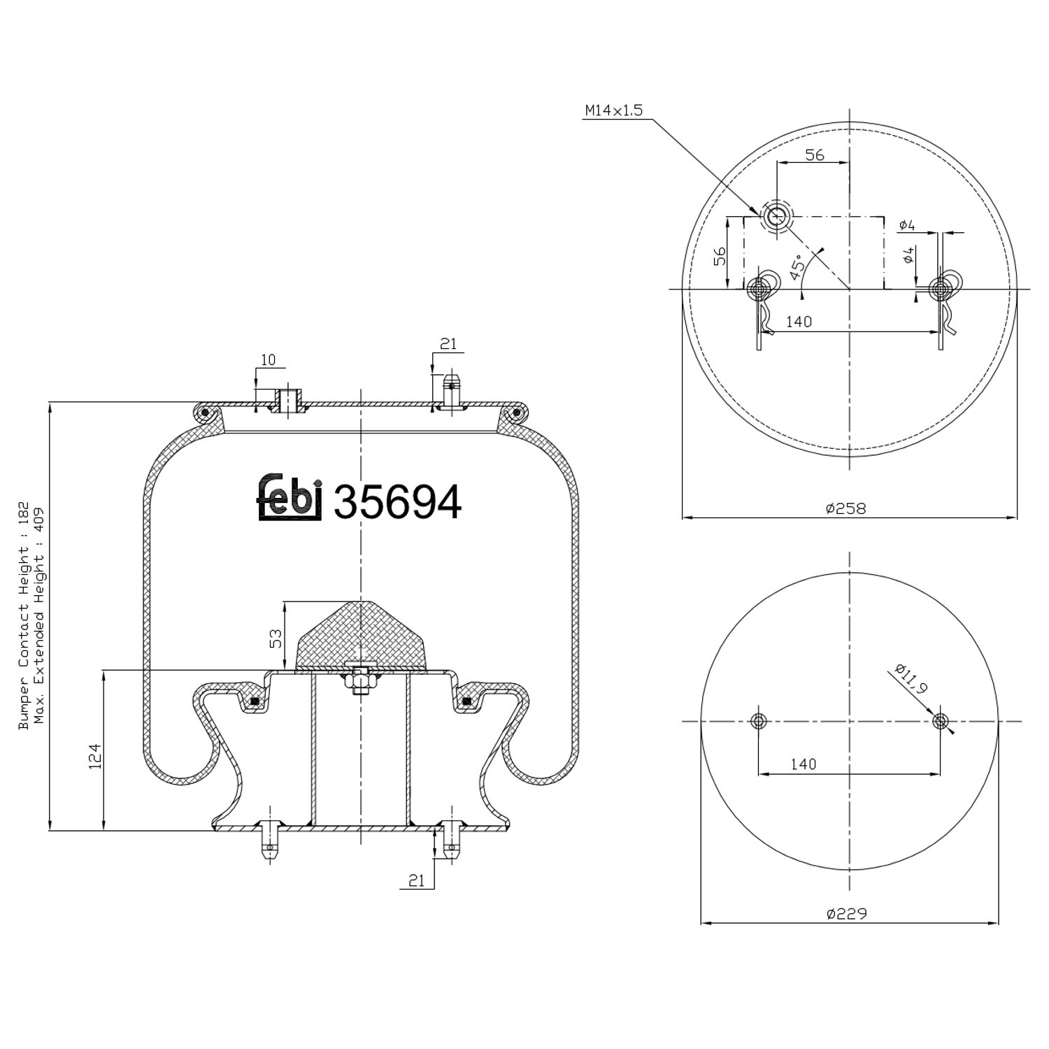 FEBI BILSTEIN 35694 højre foraksel 258mm