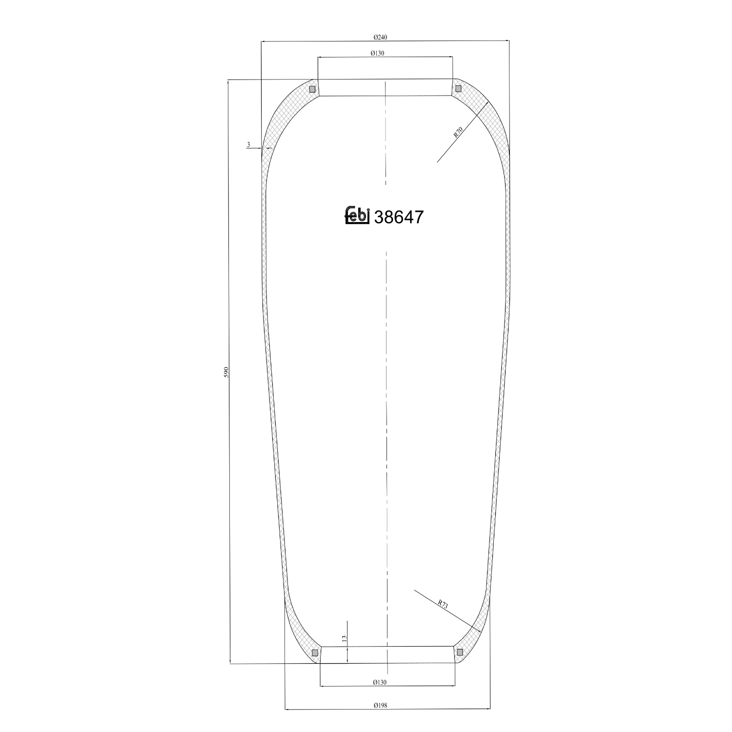 FEBI BILSTEIN 38647 Bagaksel højre 130mm for MERCEDES-BENZ