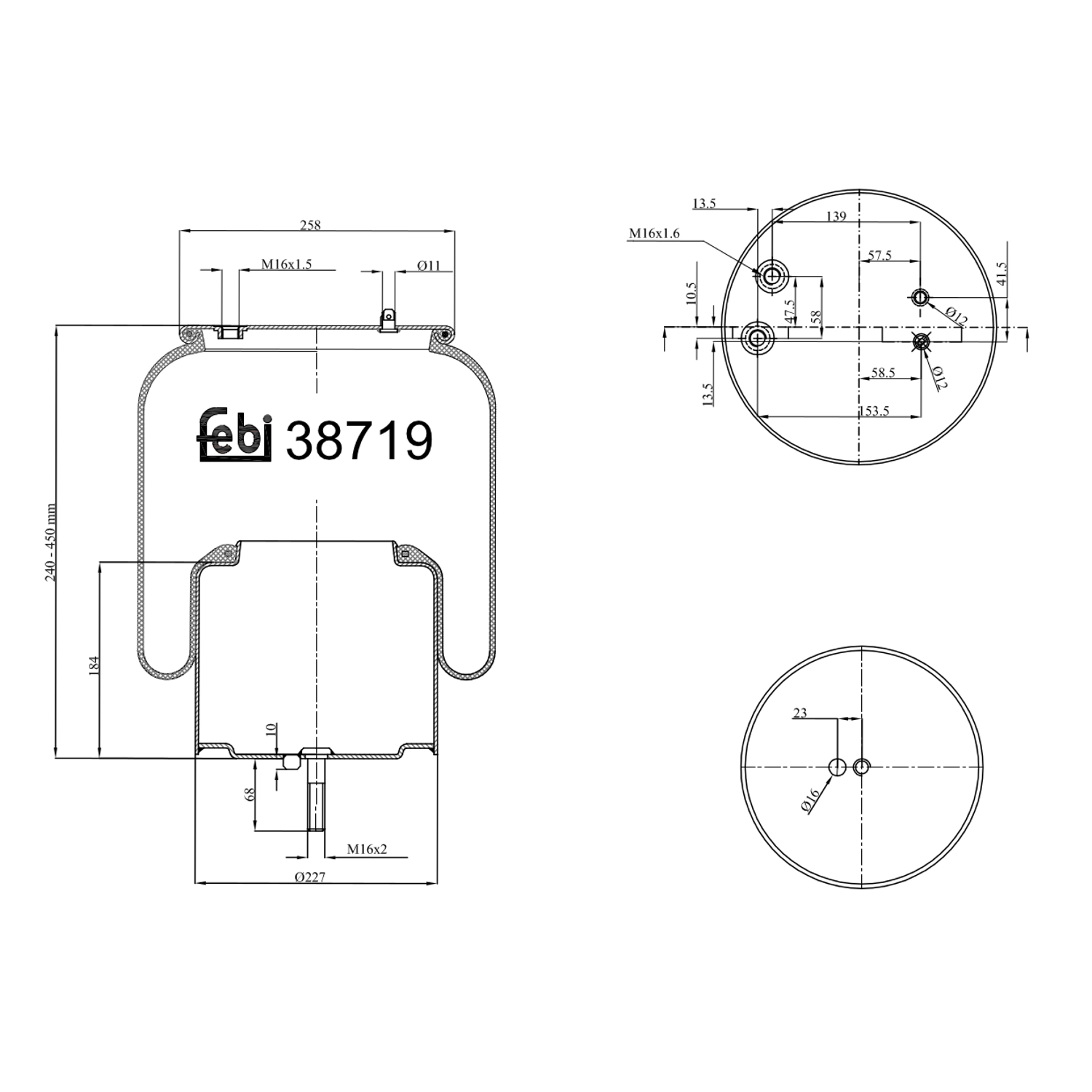 FEBI BILSTEIN 38719 Bagaksel højre 258mm