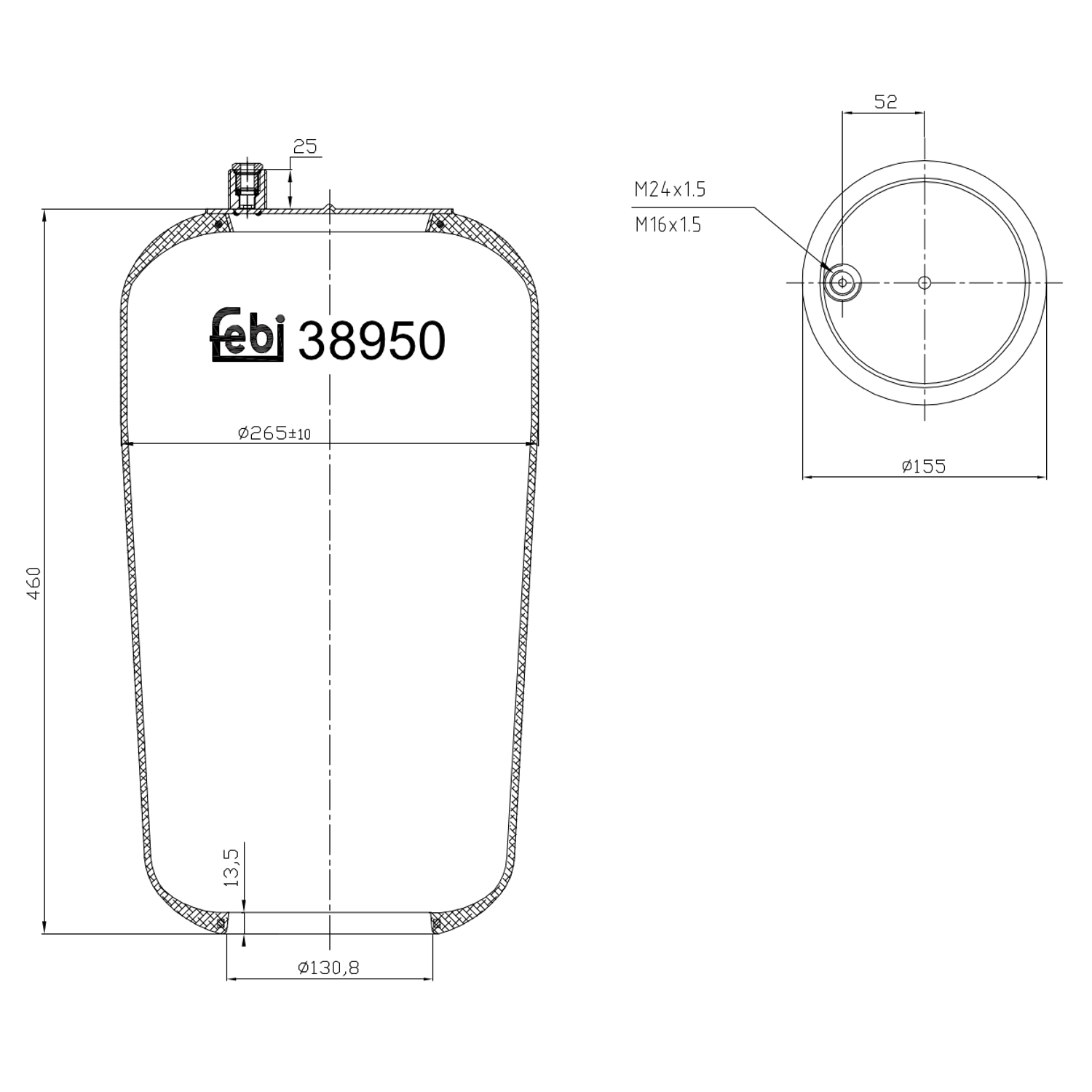 FEBI BILSTEIN 38950 155mm for MERCEDES-BENZ