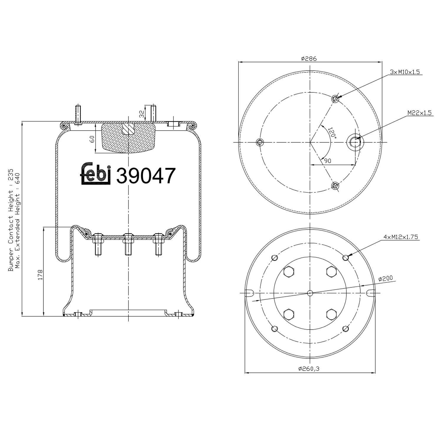 FEBI BILSTEIN 39047 260mm for DAF RENAULT TRUCKS
