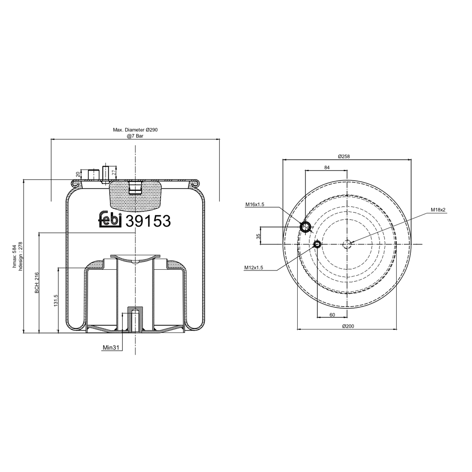 FEBI BILSTEIN 39153 bagaksel 180mm for MAN