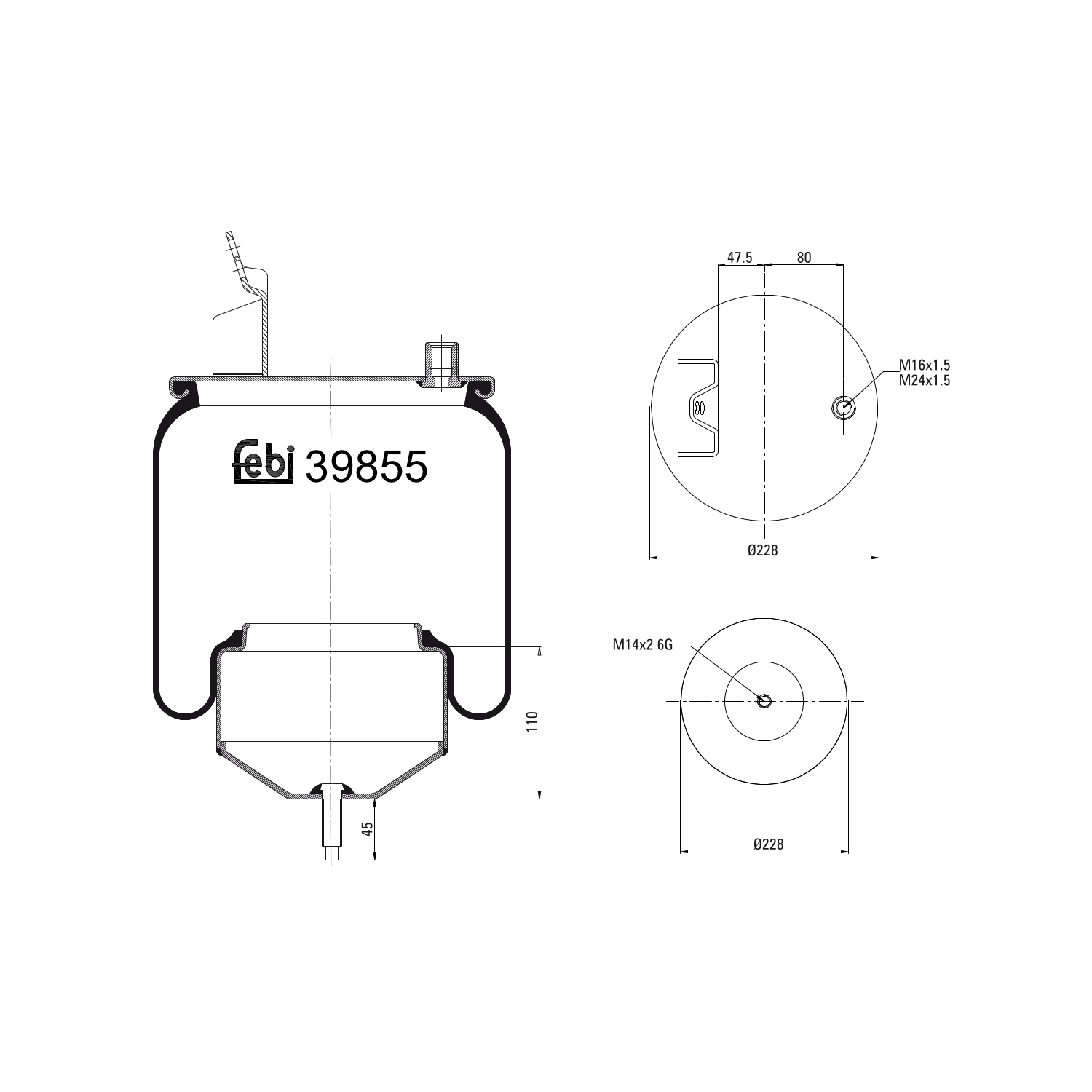FEBI BILSTEIN 39855 Bagaksel højre 169mm for VOLVO