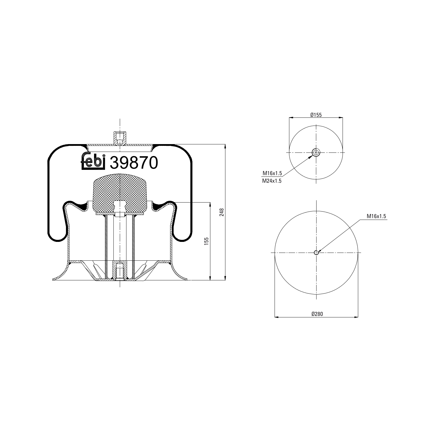 FEBI BILSTEIN 39870 bagaksel 155mm for MERCEDES-BENZ