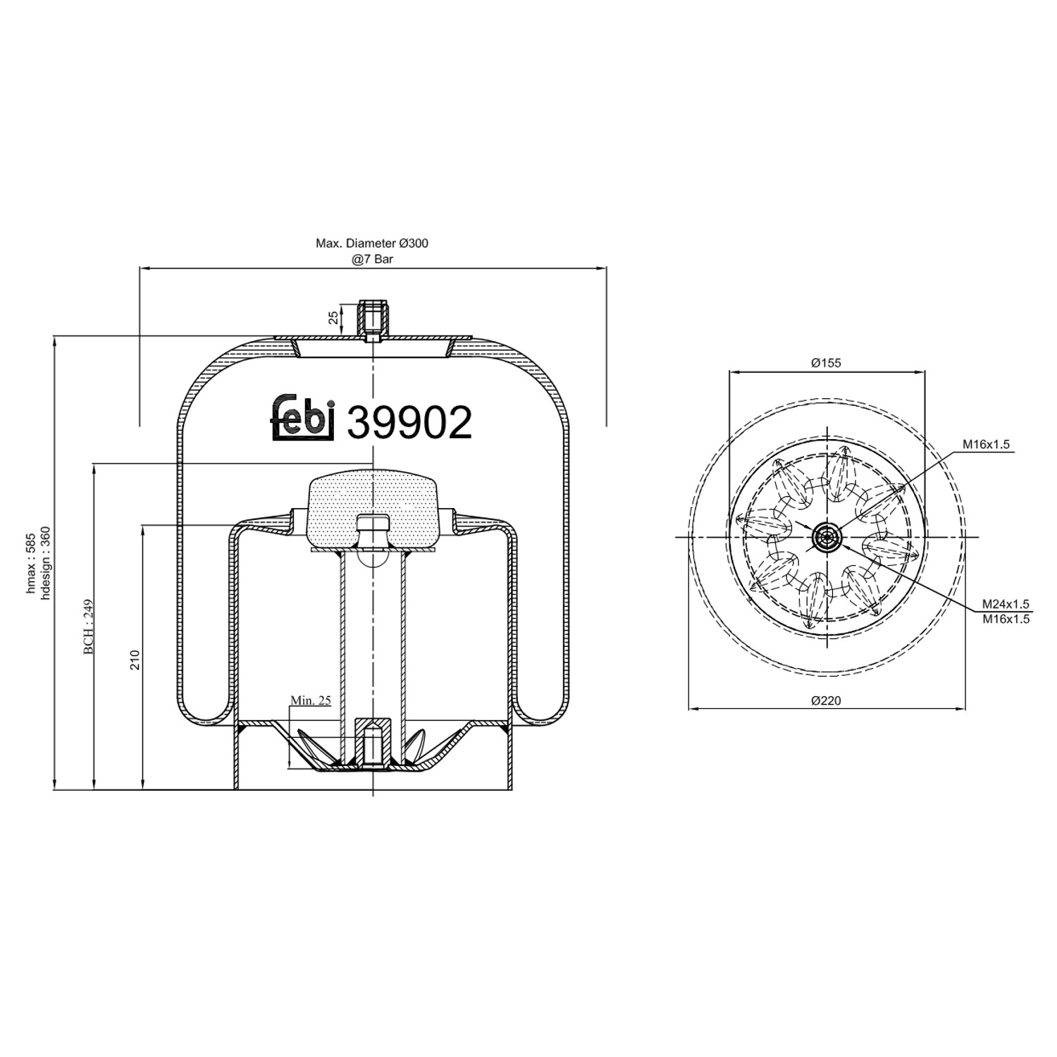 FEBI BILSTEIN 39902 bagaksel 225mm for MERCEDES-BENZ