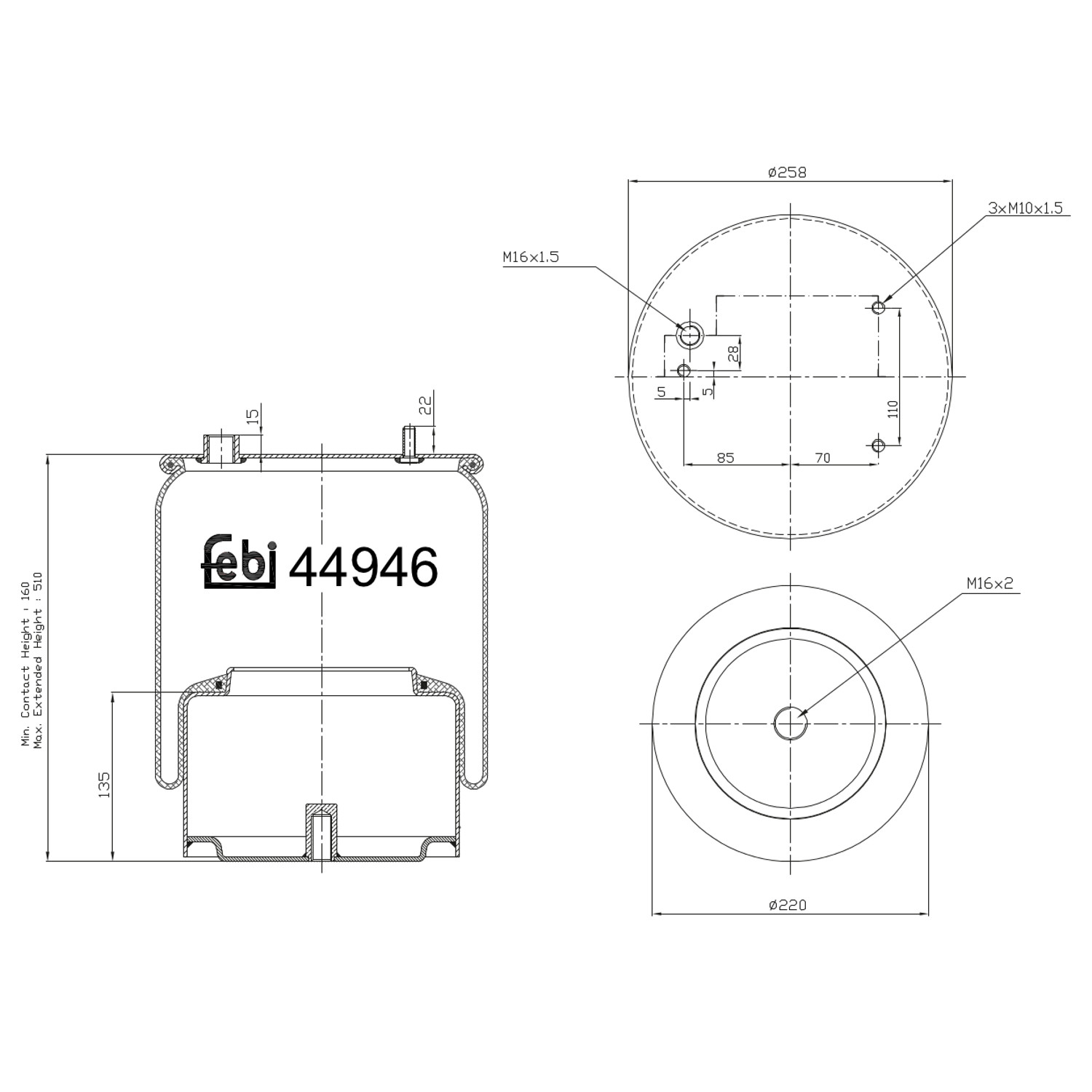 FEBI BILSTEIN 44946 bagaksel 205mm for DAF