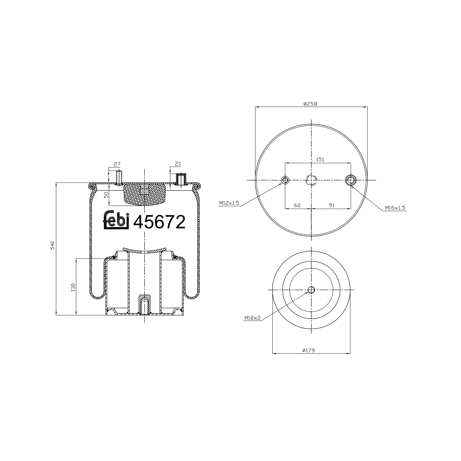 FEBI BILSTEIN 45672 bagaksel 179mm for MAN