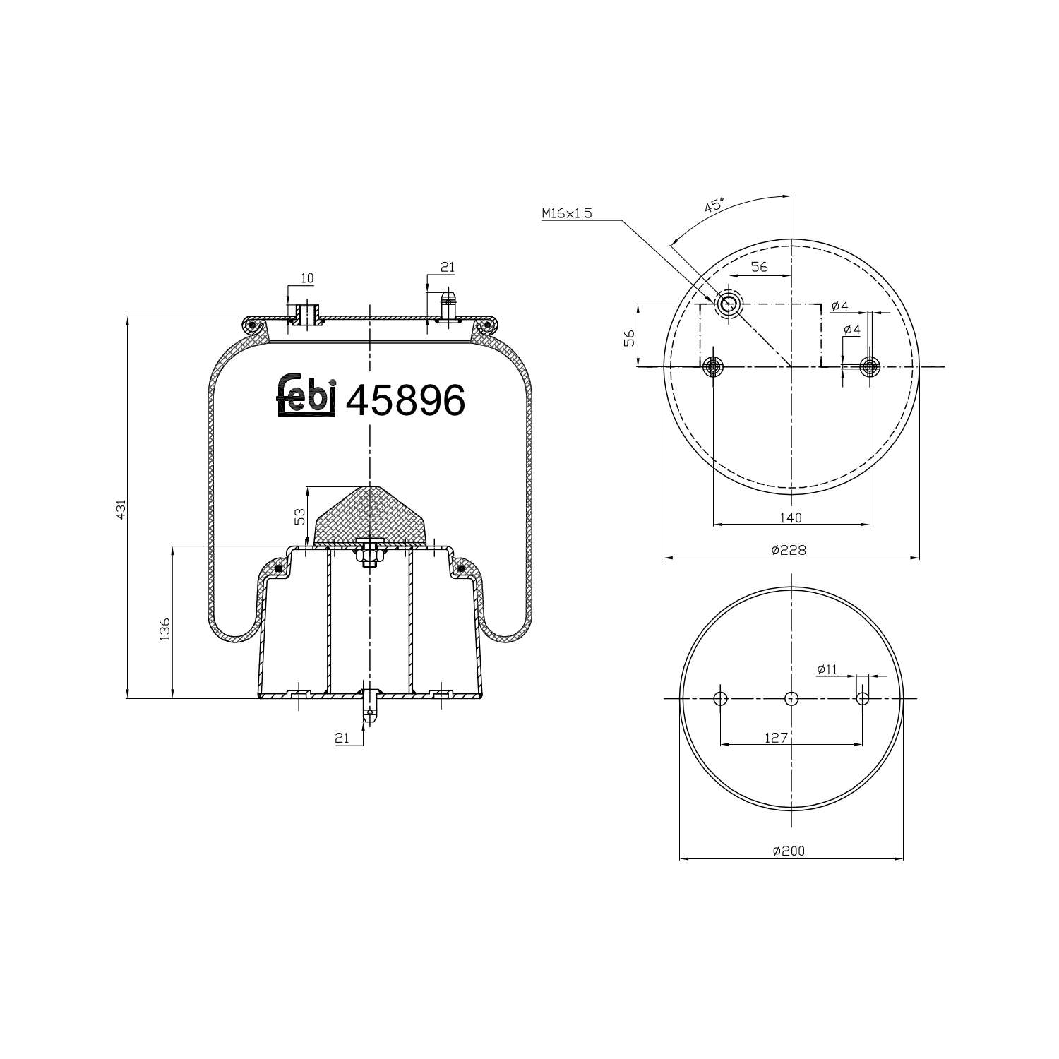 FEBI BILSTEIN 45896 ustyret forløbsaksel 200mm