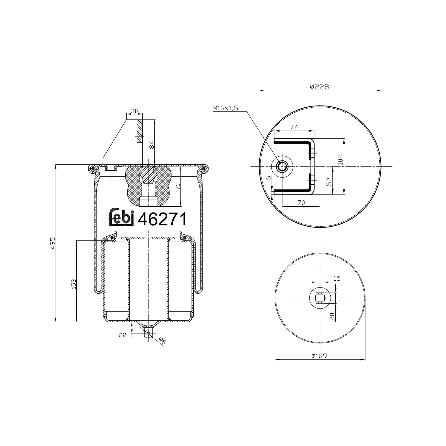 FEBI BILSTEIN 46271 bagaksel 169mm for VOLVO