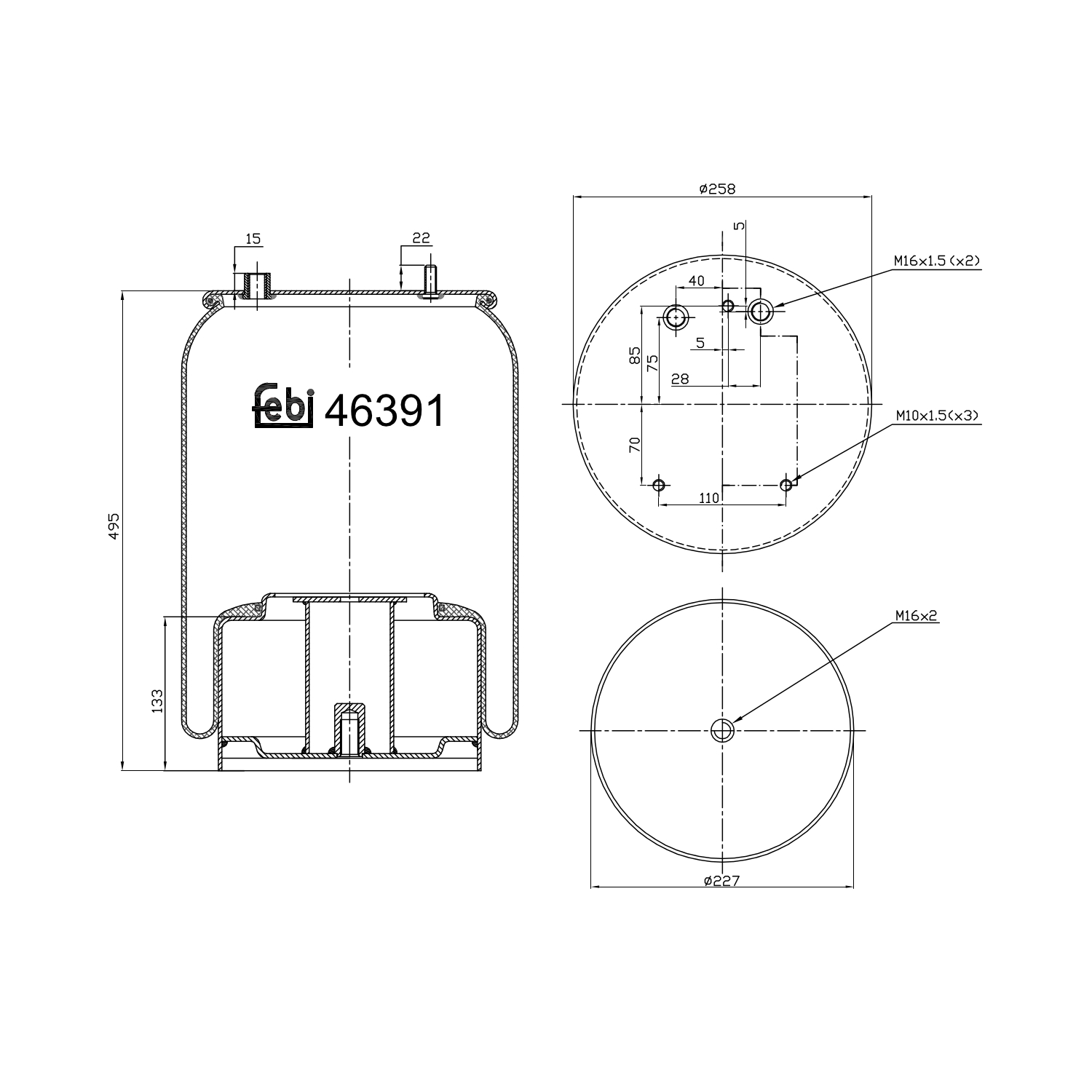 FEBI BILSTEIN 46391 227mm for DAF