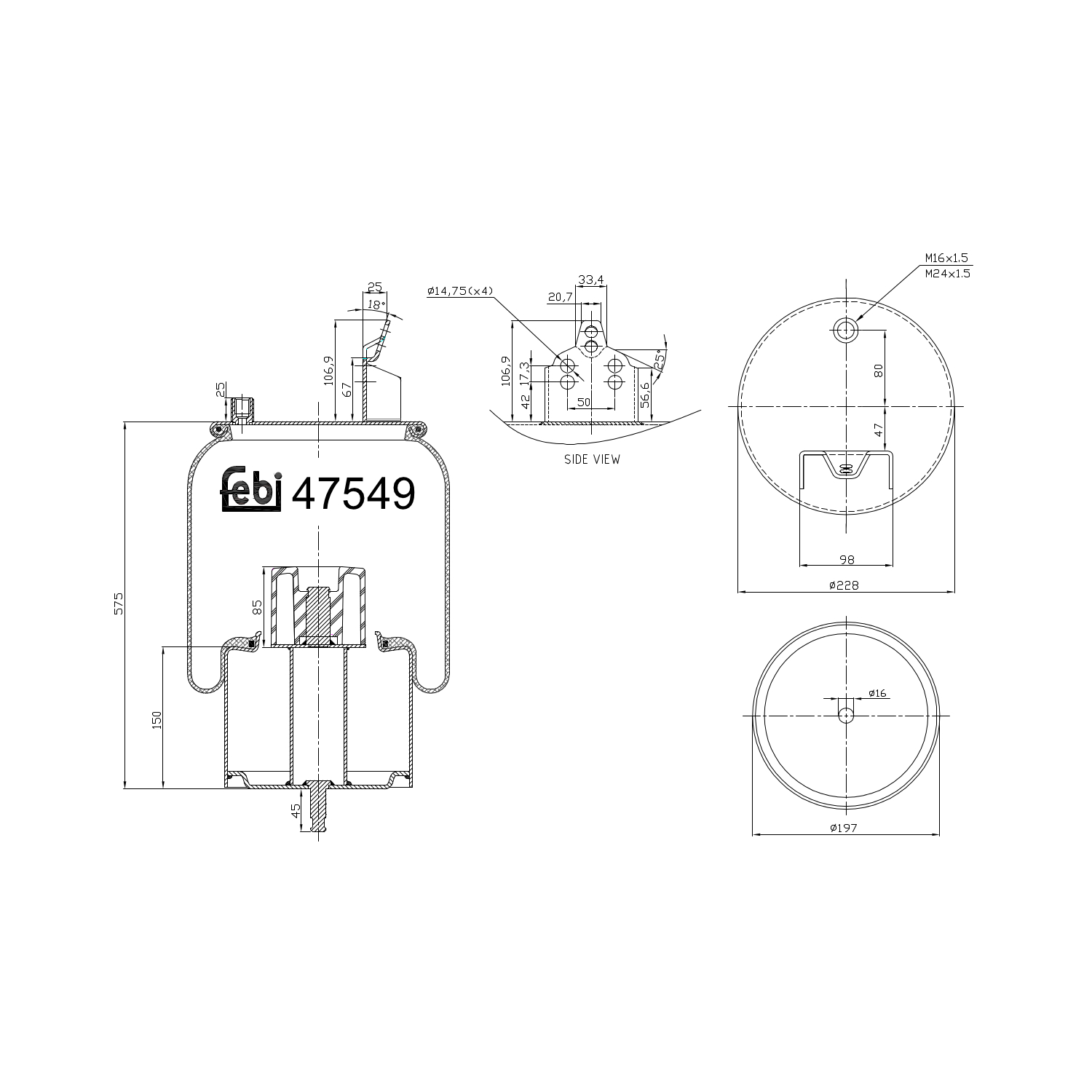 FEBI BILSTEIN 47549 styret forløbsaksel 200mm for VOLVO