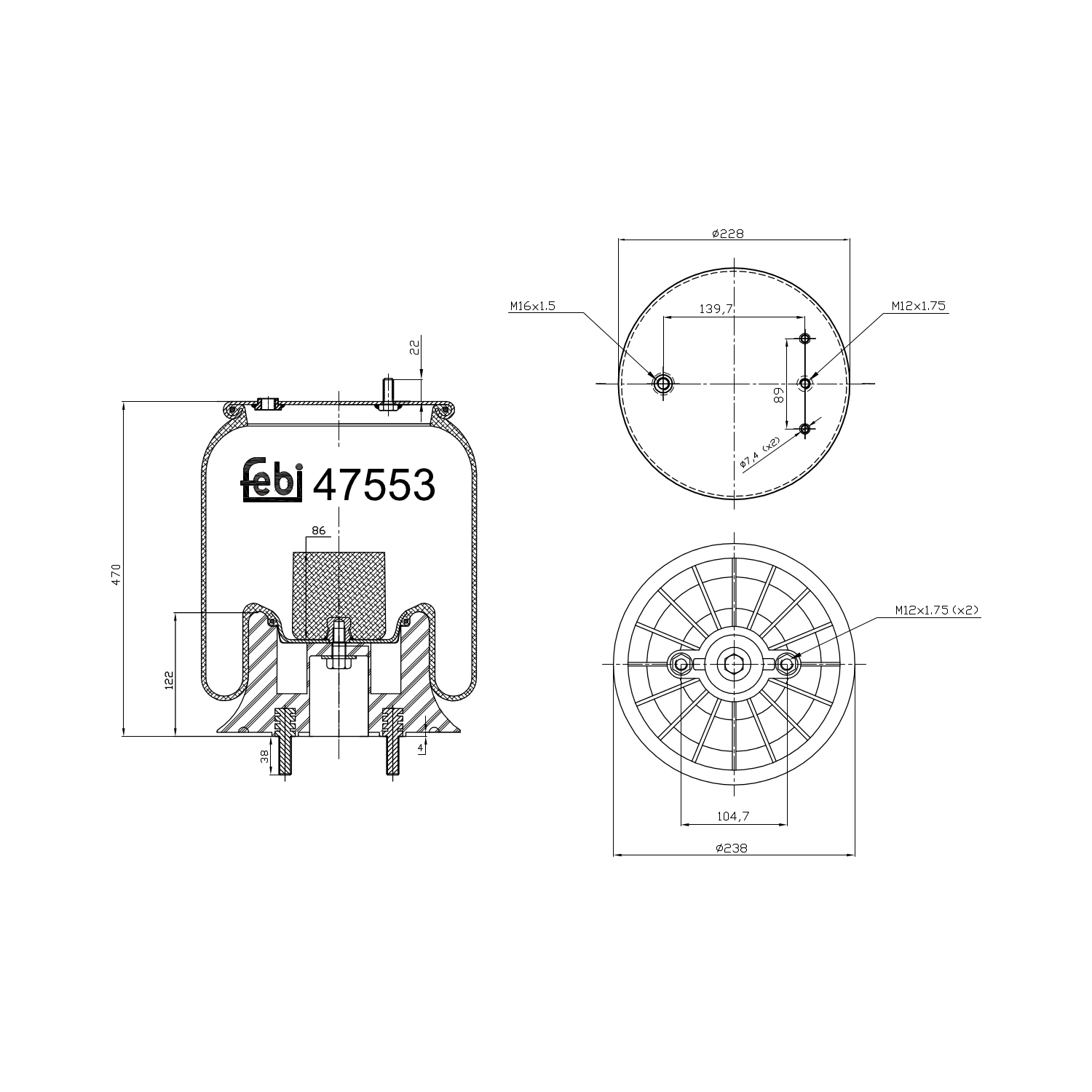 FEBI BILSTEIN 47553 238mm for DAF