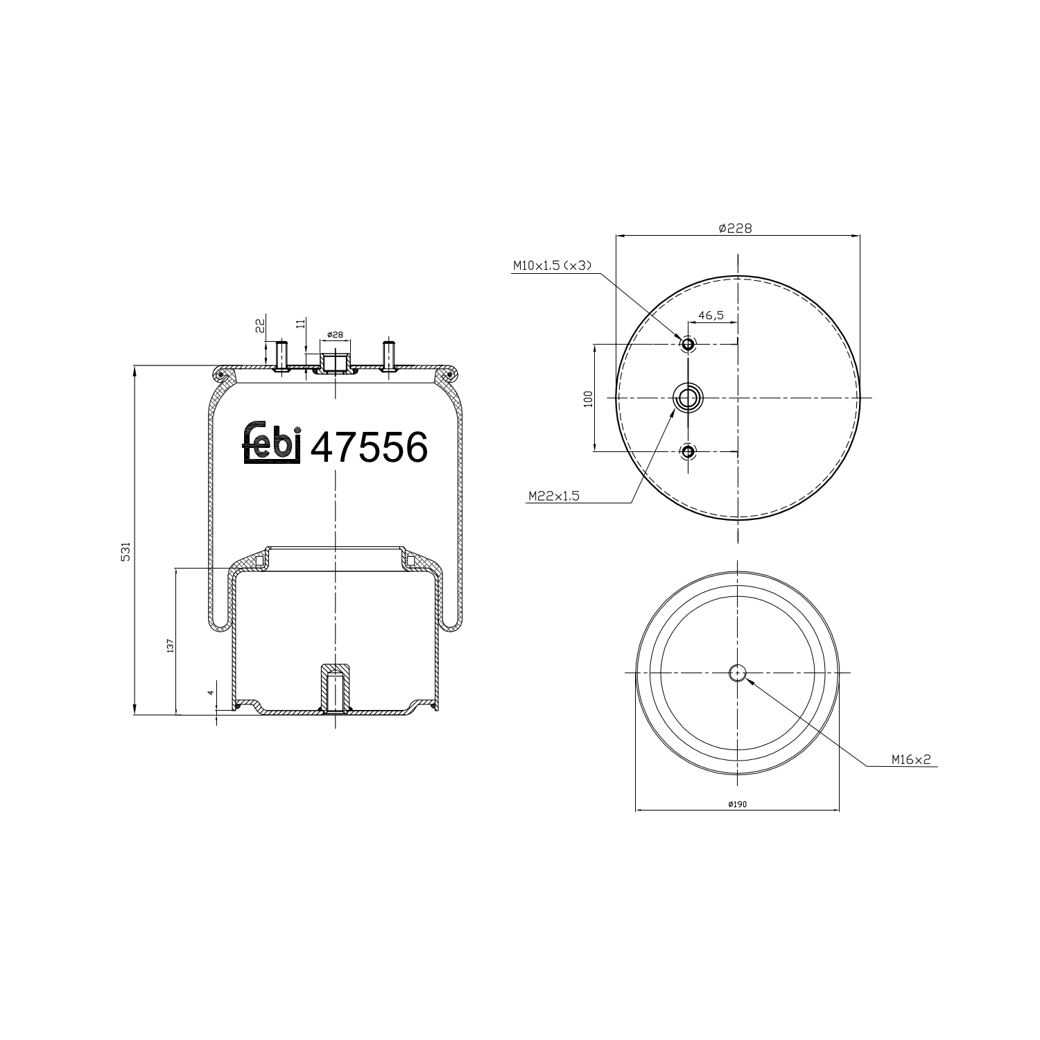 FEBI BILSTEIN 47556 190mm for DAF