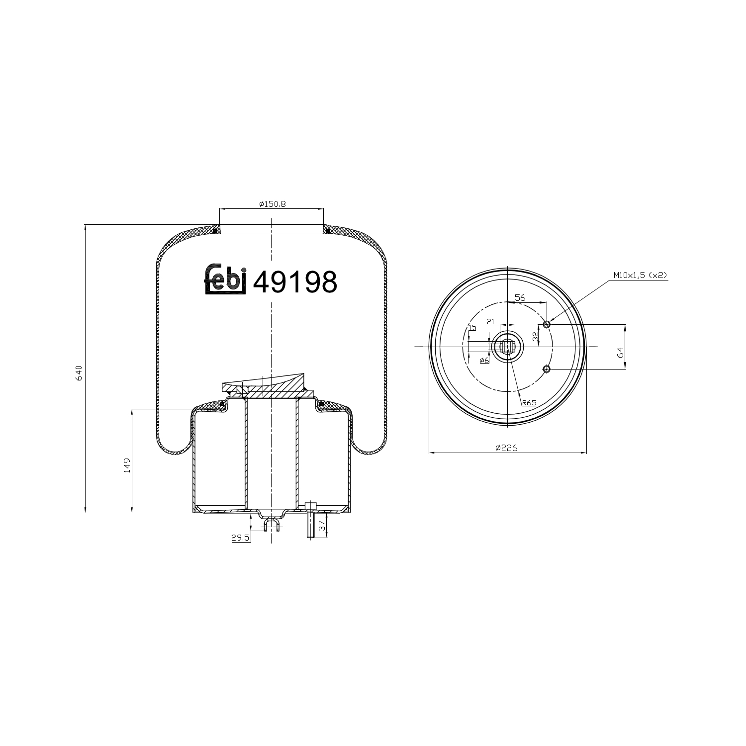 FEBI BILSTEIN 49198 foraksel 150mm for VOLVO