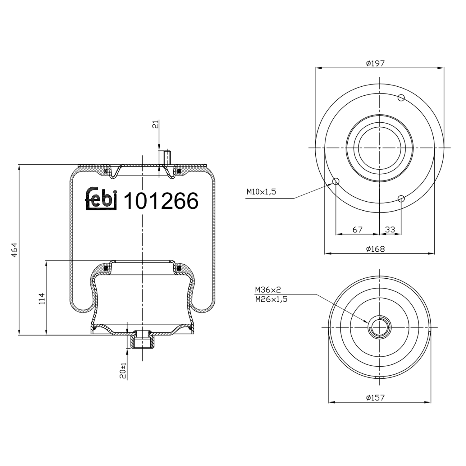 FEBI BILSTEIN Fjerbælg, luftaffjedring 101266 bagaksel for MERCEDES-BENZ