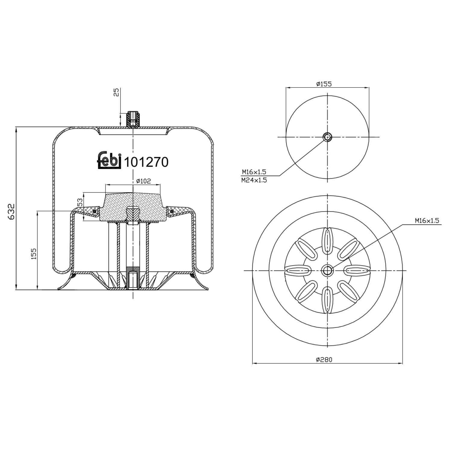 FEBI BILSTEIN 101270 bagaksel 156mm for MERCEDES-BENZ