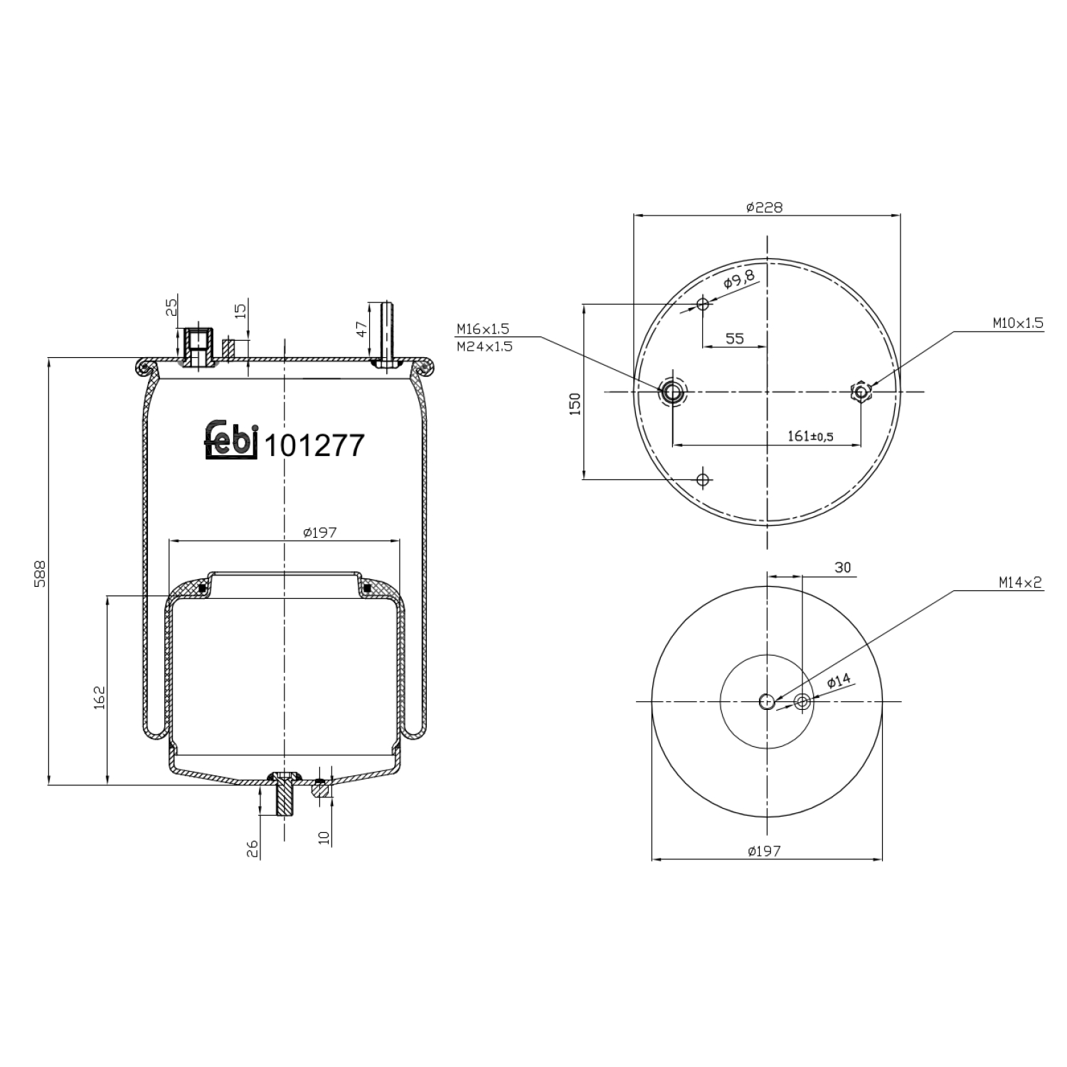 FEBI BILSTEIN 101277 bagaksel 229mm for VOLVO
